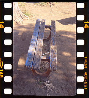 ボロボロのベンチ